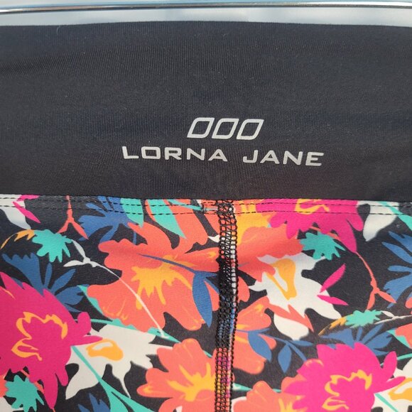 Lorna Jane Athletic Yoga Pants Size Medium Black & Bright Multicolor Floral - Picture 10 of 14